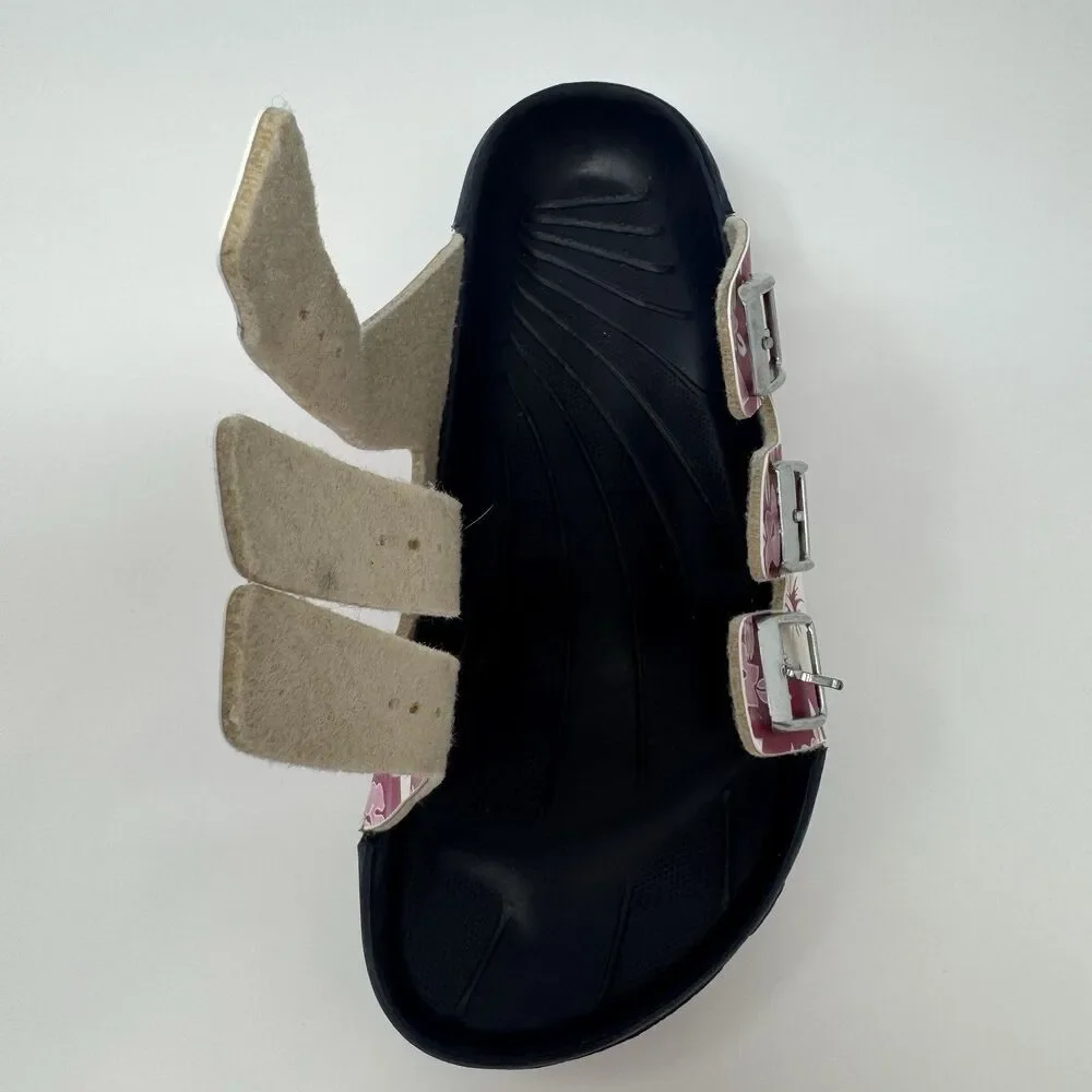 Birki’s by Birkenstock Sansibar Slide Sandal SZ 39 Floral 3 Strap Buckle Pool